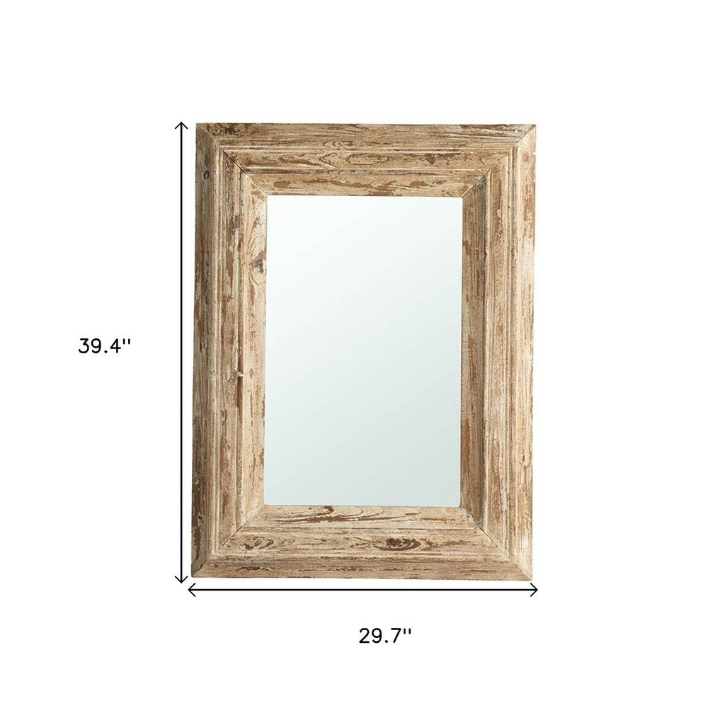 39" Natural Distressed Wood Framed Accent Mirror
