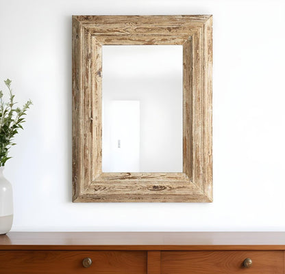 39" Natural Distressed Wood Framed Accent Mirror