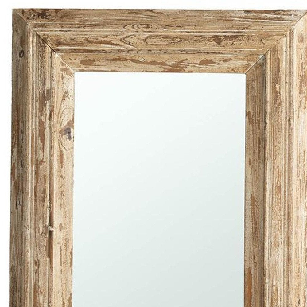 39" Natural Distressed Wood Framed Accent Mirror