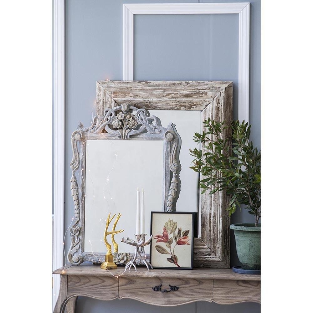 39" Natural Distressed Wood Framed Accent Mirror