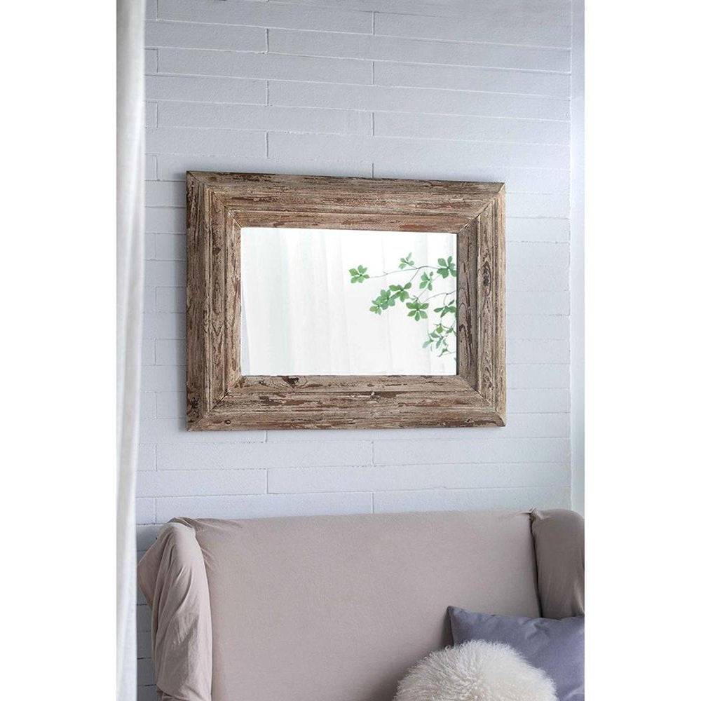 39" Natural Distressed Wood Framed Accent Mirror