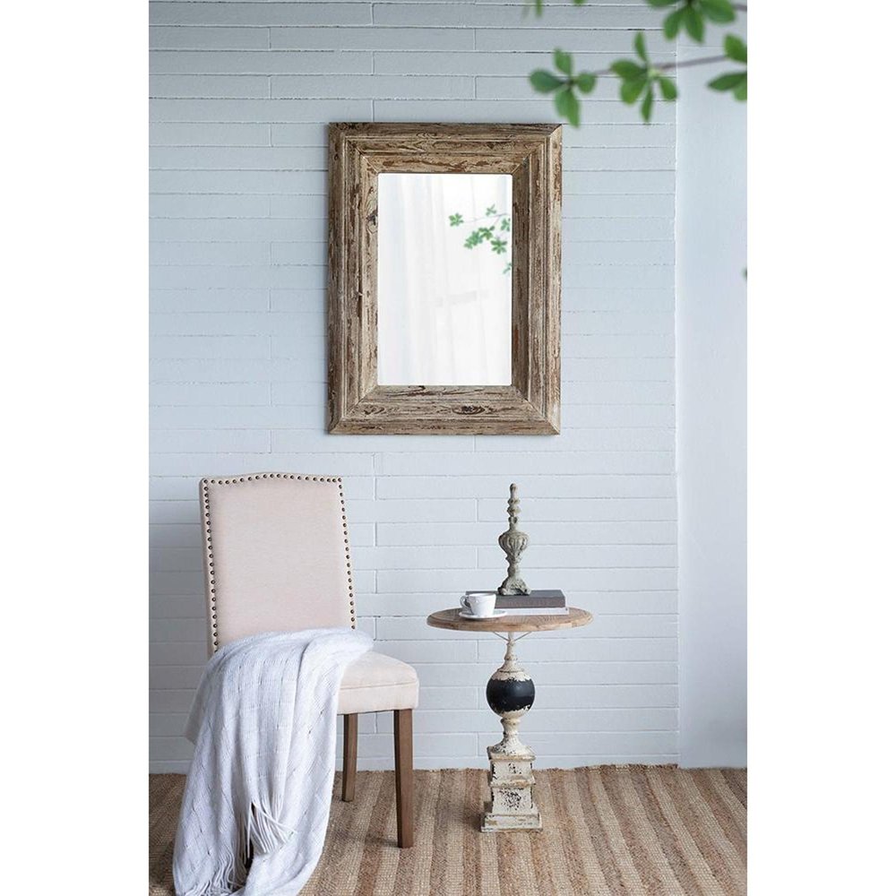 39" Natural Distressed Wood Framed Accent Mirror