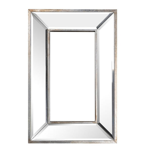 18" Silver Beveled Glass Framed Accent Mirror
