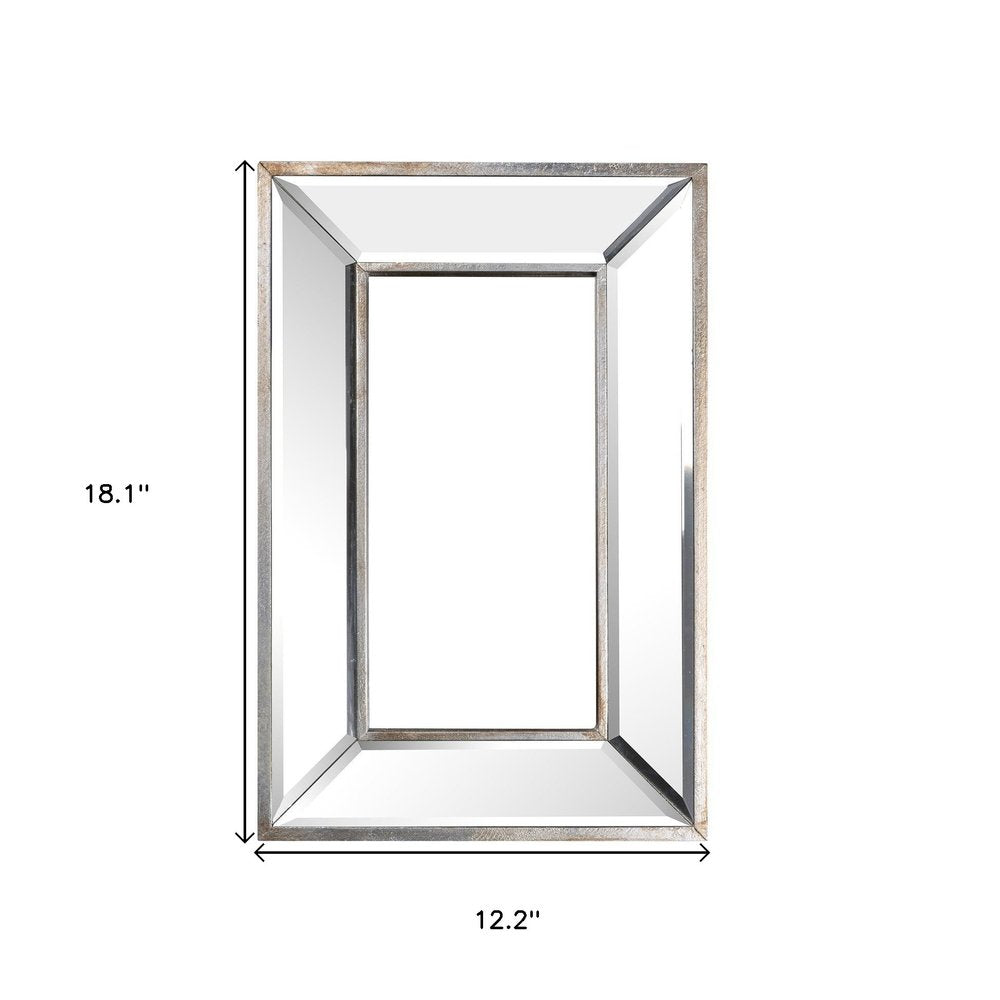 18" Silver Beveled Glass Framed Accent Mirror