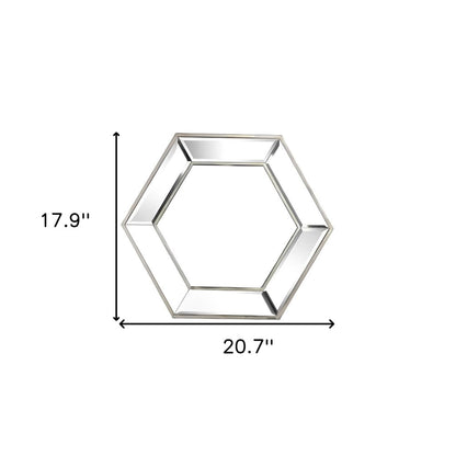 18" Silver Hexagon Glass Framed Accent Mirror