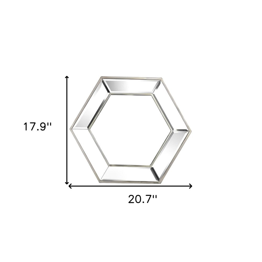 18" Silver Hexagon Glass Framed Accent Mirror