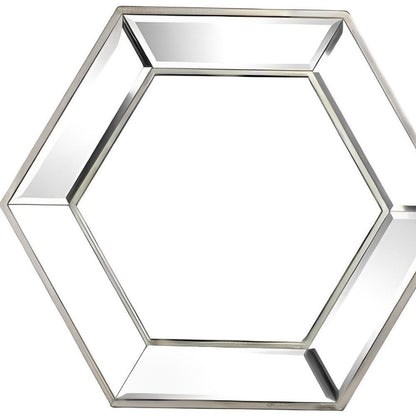18" Silver Hexagon Glass Framed Accent Mirror