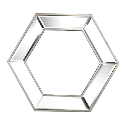 18" Silver Hexagon Glass Framed Accent Mirror