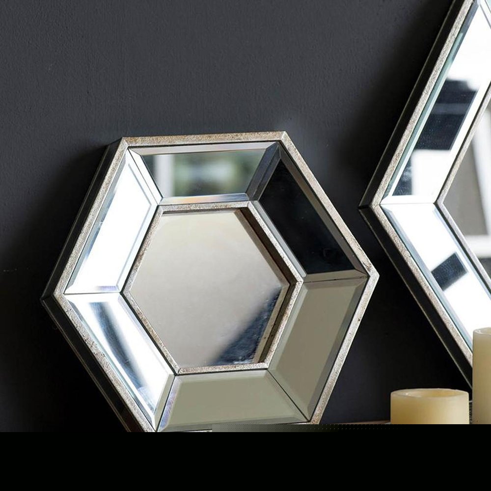 12" Silver Hexagon Wall Mounted Accent Mirror