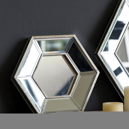 12" Silver Hexagon Wall Mounted Accent Mirror