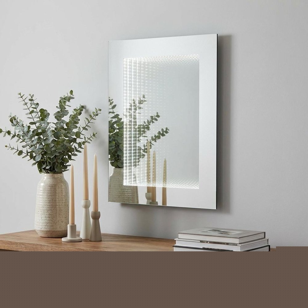 32" Silver Lighted Frame Accent Mirror