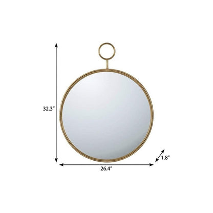 32" Gold Round Iron Framed Accent Mirror