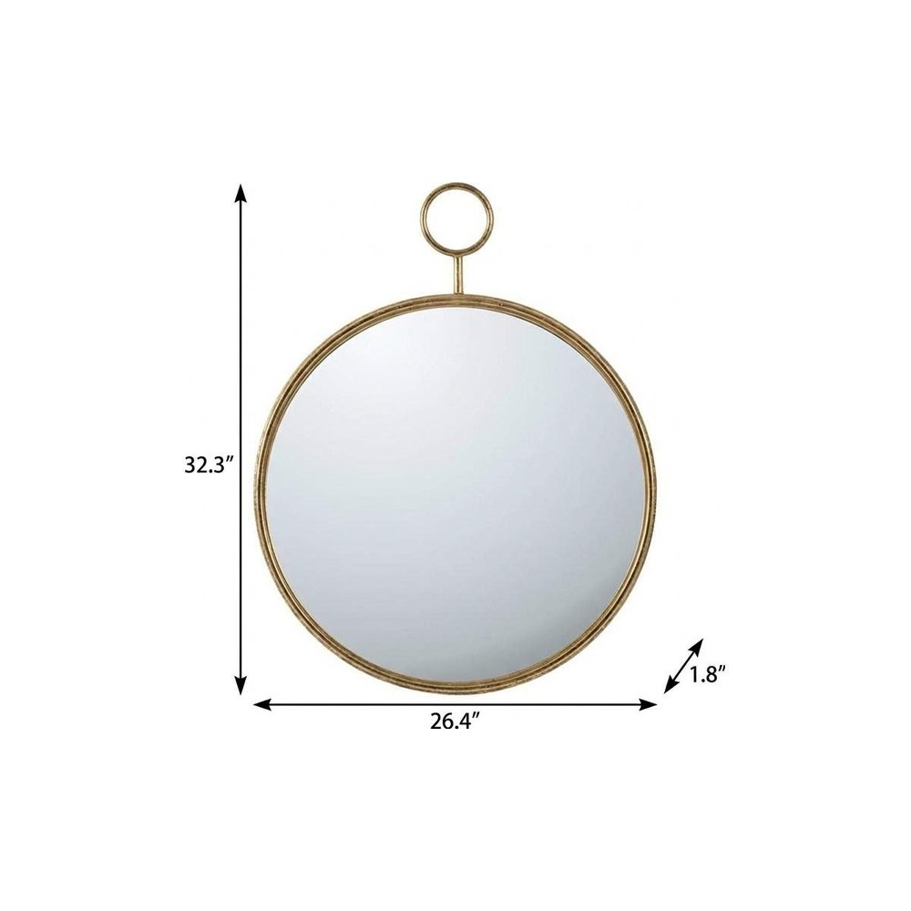 32" Gold Round Iron Framed Accent Mirror