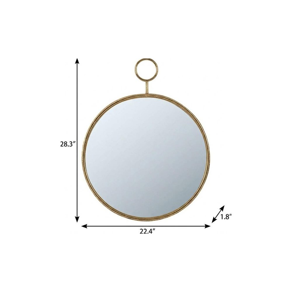 28" Gold Round Iron Framed Accent Mirror