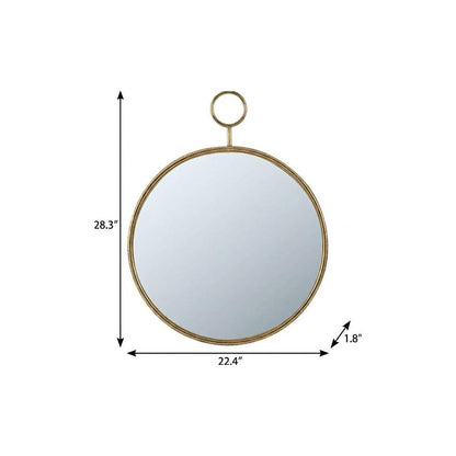 28" Gold Round Iron Framed Accent Mirror