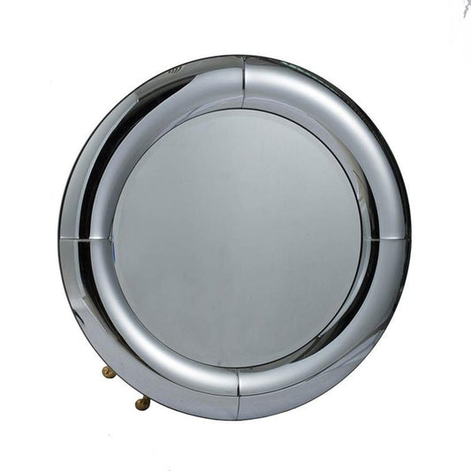 32" Silver Round Curved Frame Accent Mirror