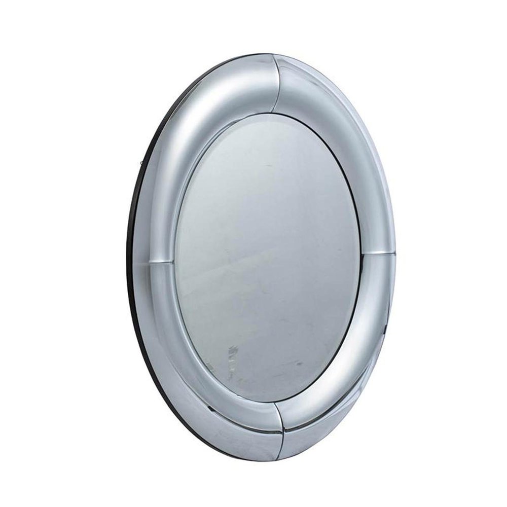32" Silver Round Curved Frame Accent Mirror