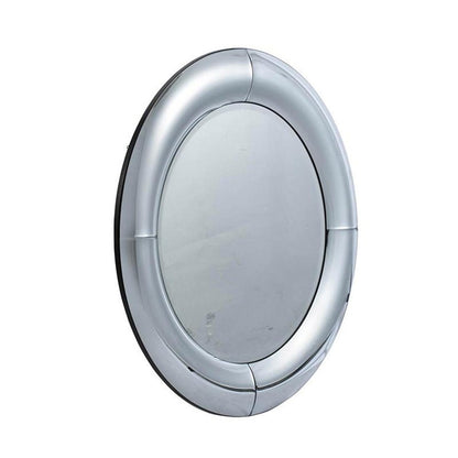 32" Silver Round Curved Frame Accent Mirror