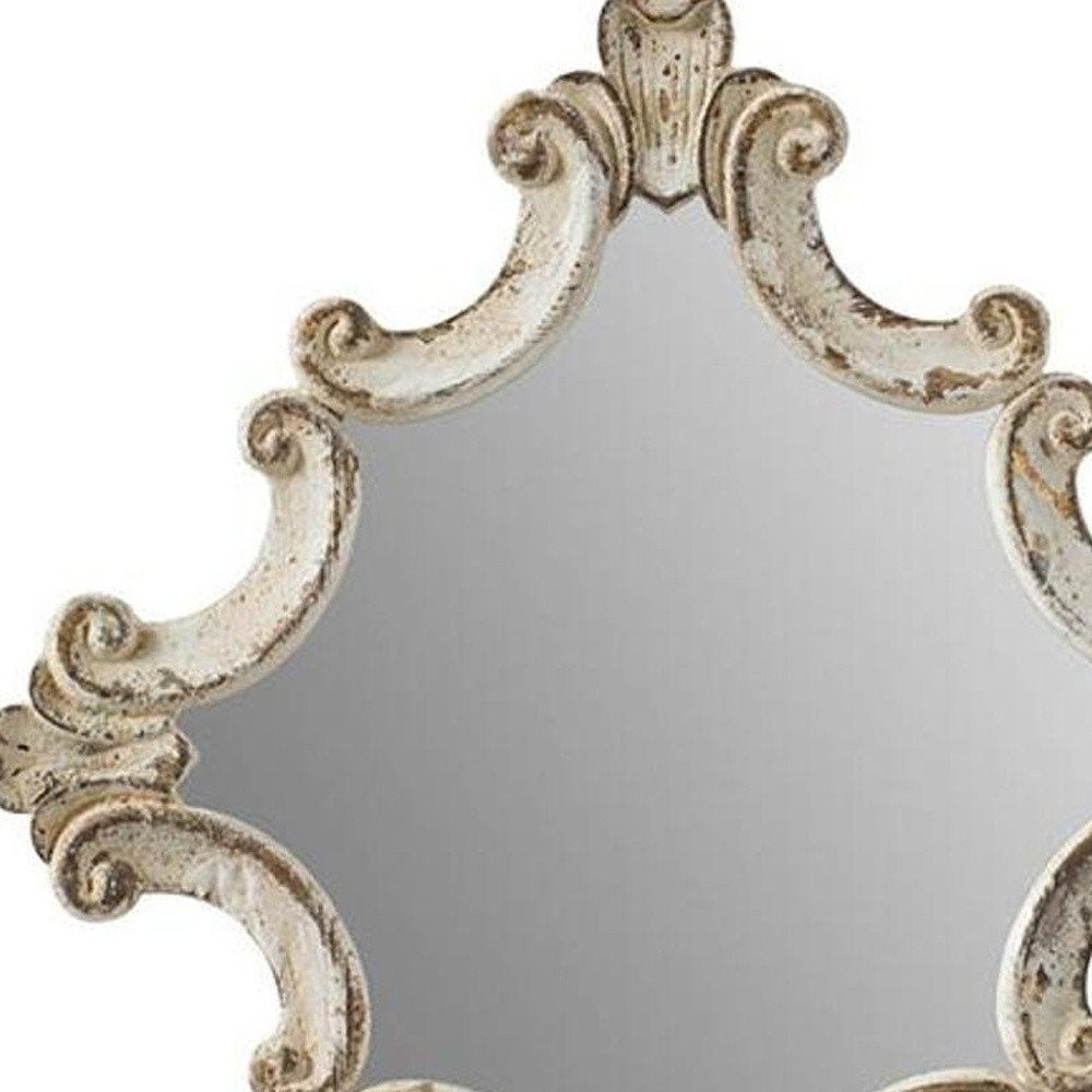 30" White Diamond Solid Wood Framed Accent Mirror