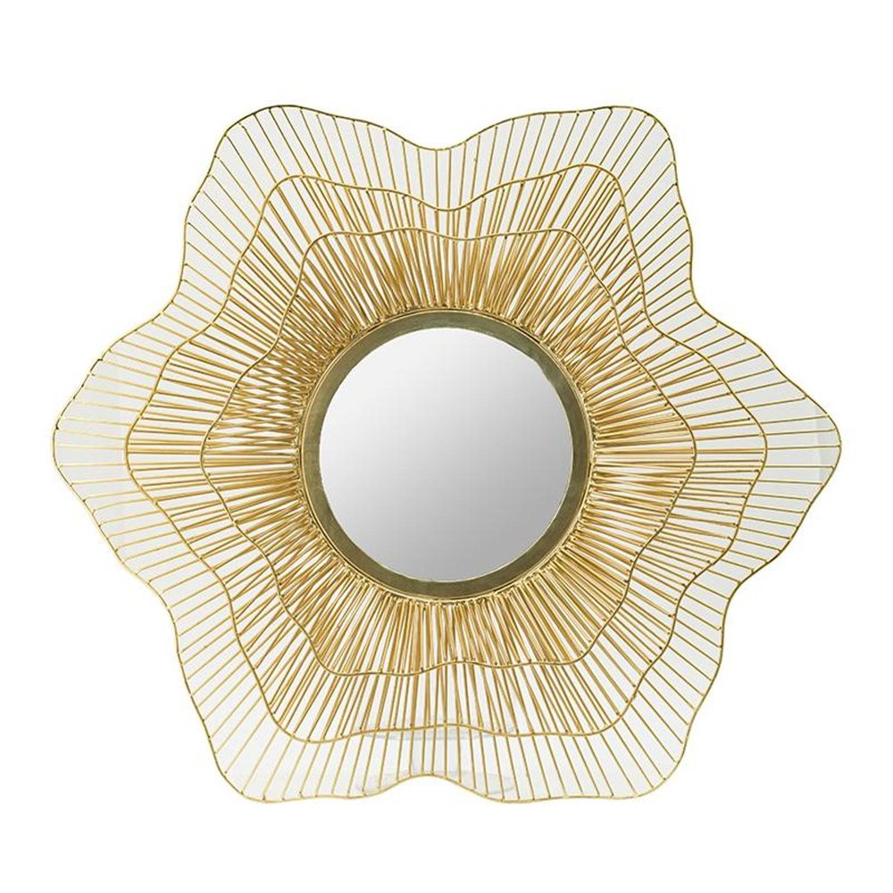 27" Gold Floral Sunburst Iron Framed Accent Mirror