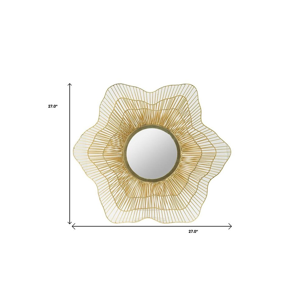 27" Gold Floral Sunburst Iron Framed Accent Mirror