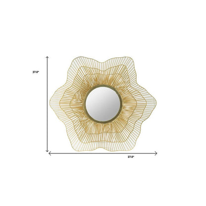 27" Gold Floral Sunburst Iron Framed Accent Mirror