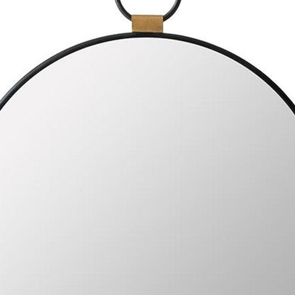 23" Black Round Metal Framed Accent Mirror