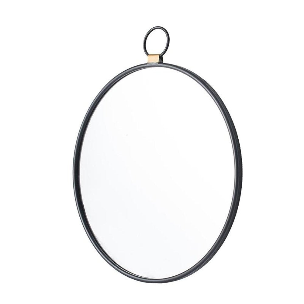 28" Black Round Iron Framed Accent Mirror