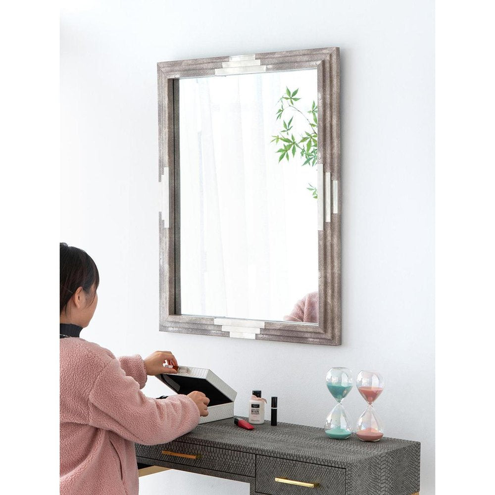 28" Gray Framed Accent Mirror