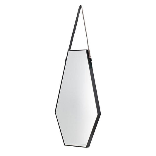 32" Black Hexagon Wood Framed Accent Mirror