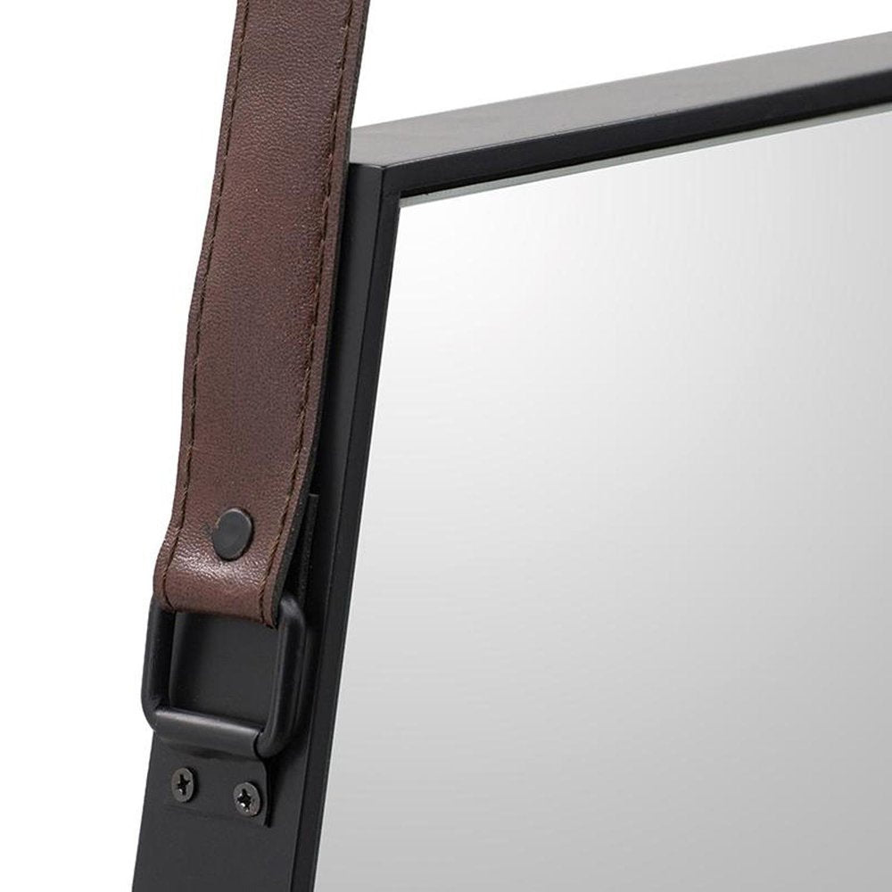 32" Black Hexagon Wood Framed Accent Mirror