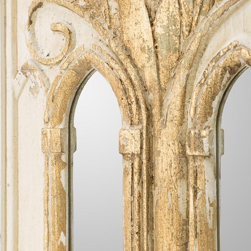 Set of Two 30" White and Gold Wood Framed Accent Mirrors