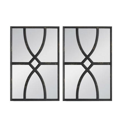 Set of Two Black Wood Framed Accent Mirror