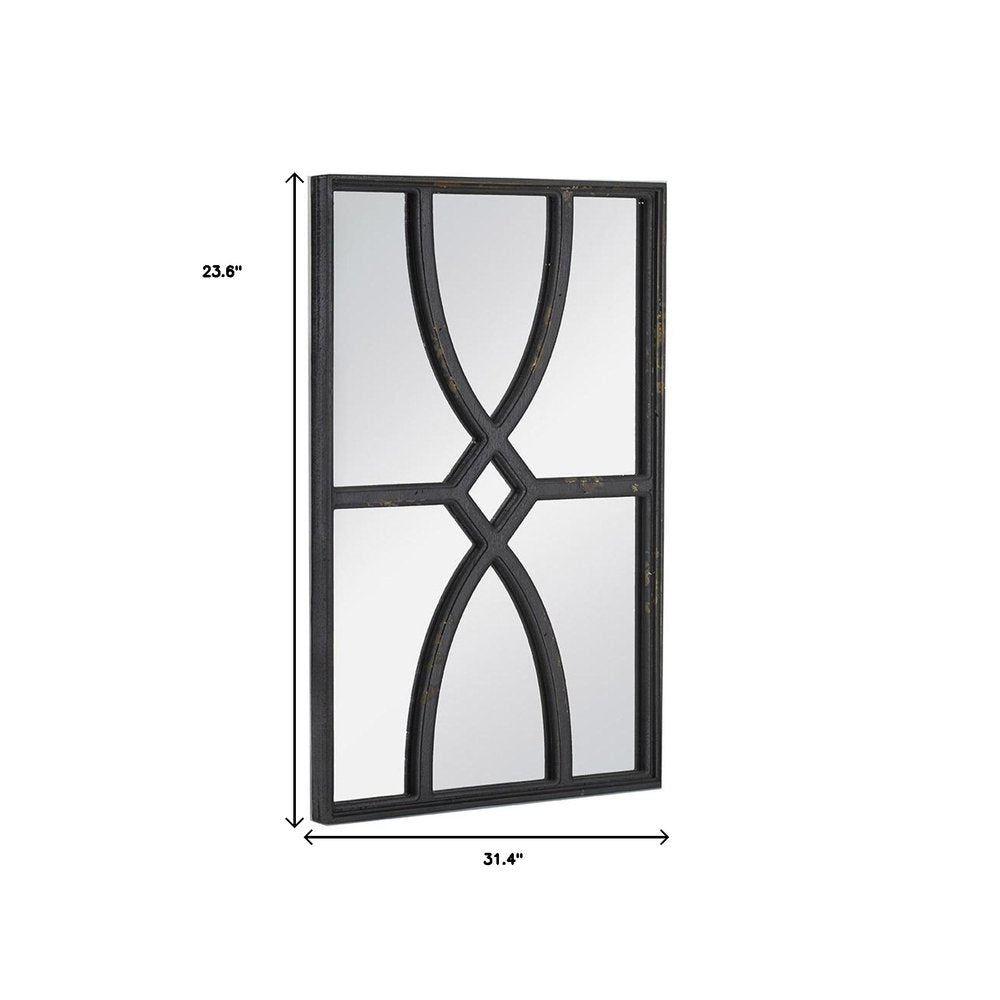 Set of Two Black Wood Framed Accent Mirror