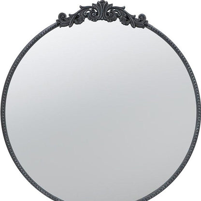 32" Black Crowned Top Iron Framed Accent Mirror