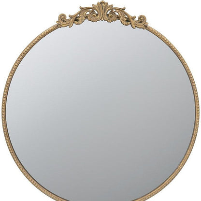 32" Gold Crowned Top Iron Framed Accent Mirror