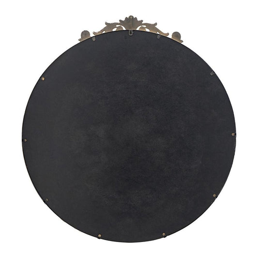 39" Gold Crowned Top Iron Framed Accent Mirror