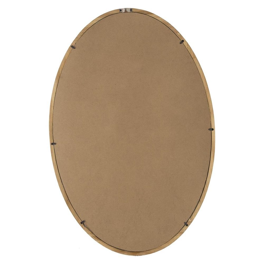 35" Brown Oval Solid Wood Framed Accent Mirror
