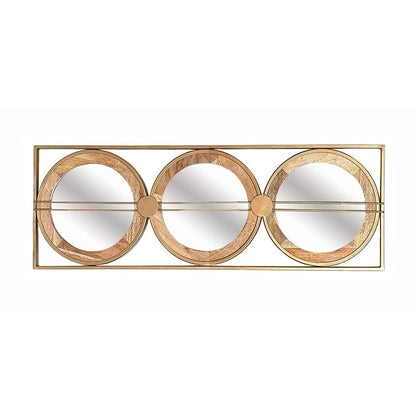 14" Brown and Gold Aluminum and Wood Geometric Framed Accent Mirror