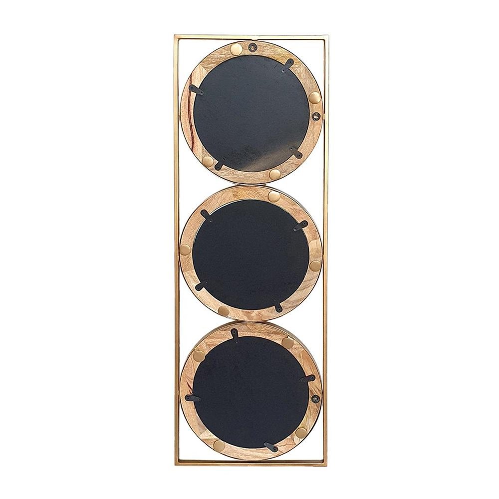 14" Brown and Gold Aluminum and Wood Geometric Framed Accent Mirror