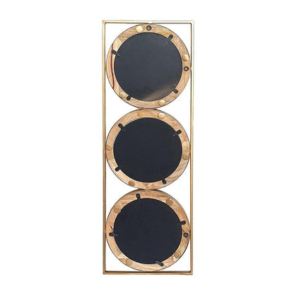 14" Brown and Gold Aluminum and Wood Geometric Framed Accent Mirror