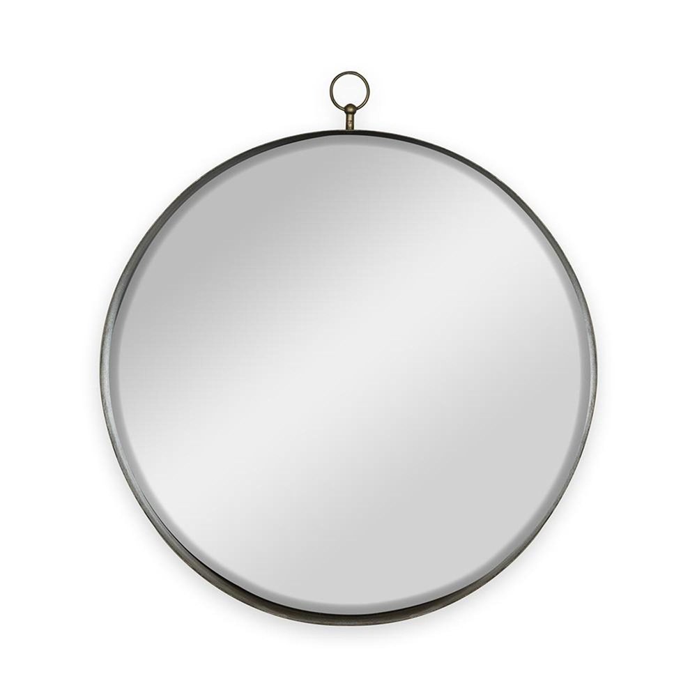 28" Gold Round Iron Framed Accent Mirror