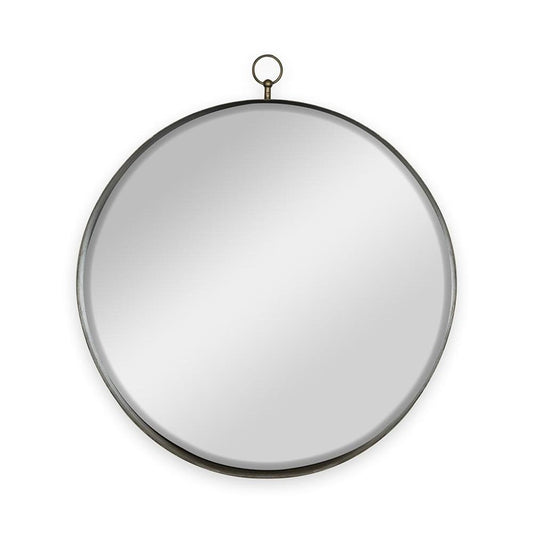 28" Gold Round Iron Framed Accent Mirror