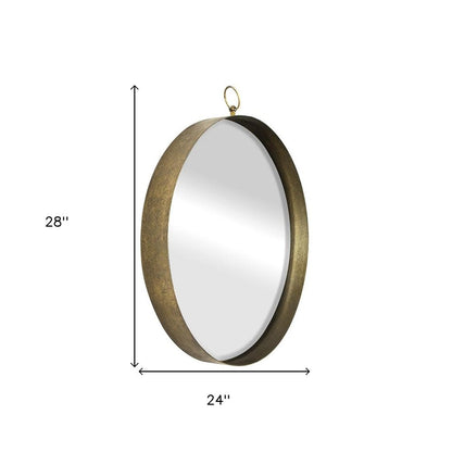 28" Gold Round Iron Framed Accent Mirror