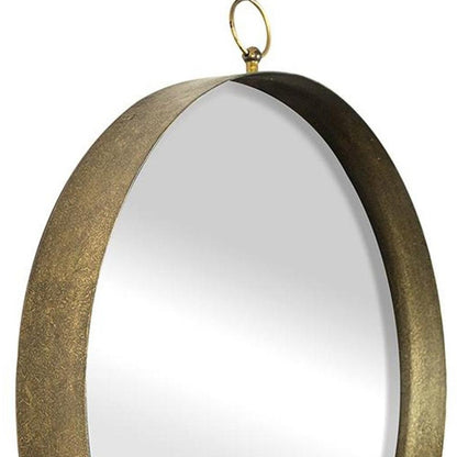 28" Gold Round Iron Framed Accent Mirror