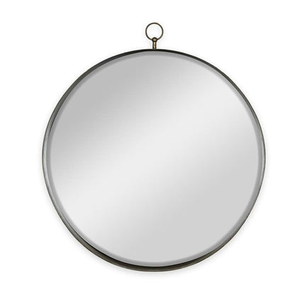 34" Gold Round Iron Framed Accent Mirror
