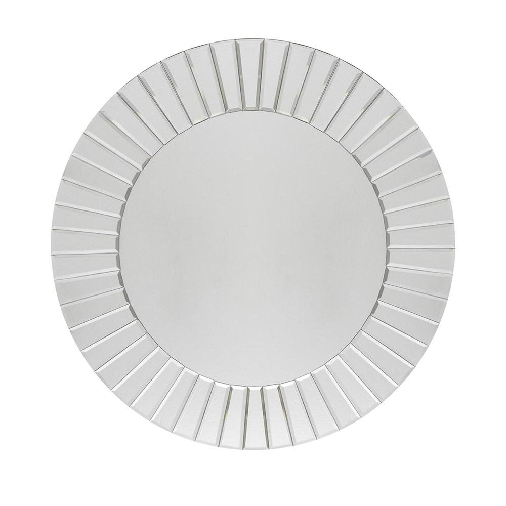 24" Clear Round Beveled Glass Framed Accent Mirror