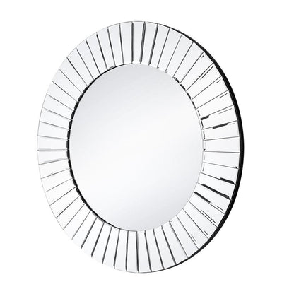 24" Clear Round Beveled Glass Framed Accent Mirror