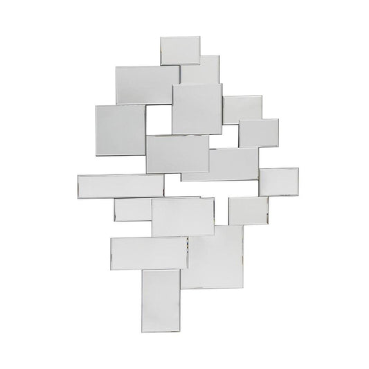 30" Clear Abstract Glass Contemporary Panels Unframed Accent Mirror
