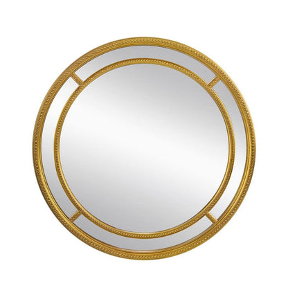 35" Gold Geo Dot Round Double Frame Accent Mirror